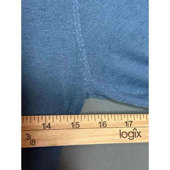 ZARA Wool Blend Wrap Midi Dress Blue Women's Small NWT - Picture 9 of 12